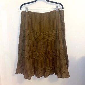 Eddie Bauer Women’s Olive Green A-Line Linen Blend Midi Skirt, 
Size Lar…